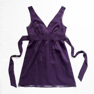 NEW WITH TAG FOREVER 21 Sheer Top Layer Sleeveless Tie Back Purple Dress M